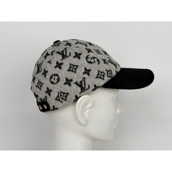 Louis Vuitton Carry On Cap Black Grey Wool Monogram M7210M Size M main image 8